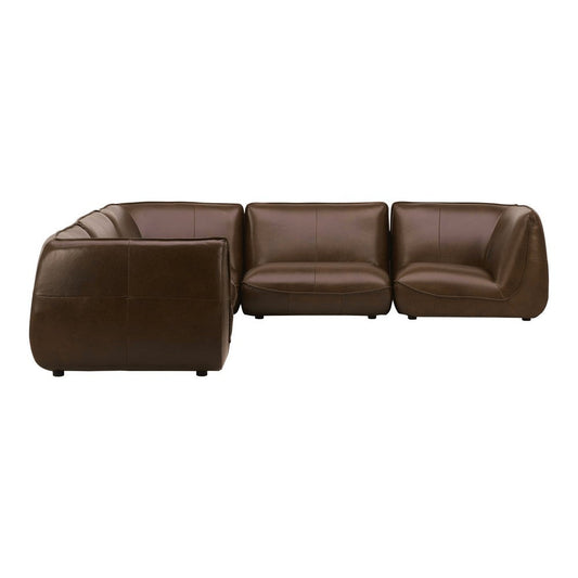 Zeppelin Classic L-Shaped Modular Leather Sectional Toasted Hickory