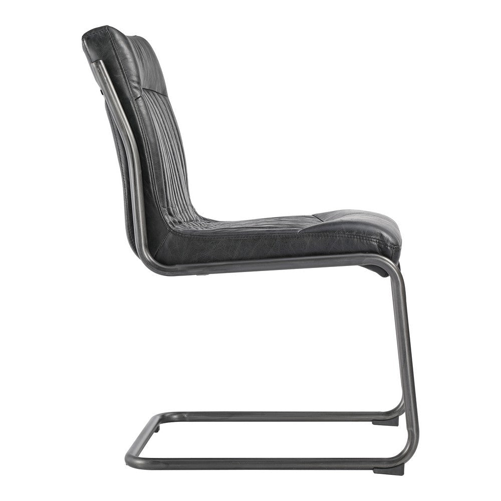 Ansel Dining Chair Onyx Black Leather - Set Of Two MCN-PK-1043-02