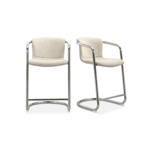 Freeman Chrome Frame Counter Stool Blended Cream - Set Of Two