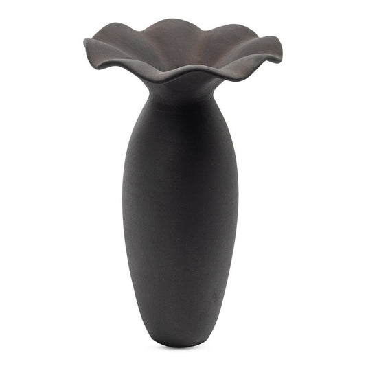 Ruffle 16 Inch Decorative Vessel Black