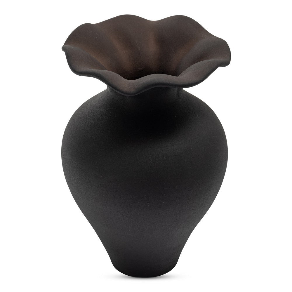 Ruffle 12 Inch Decorative Vessel Black