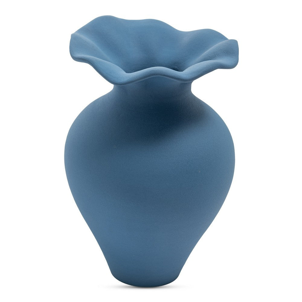 Ruffle 12In Decorative Vessel Blue