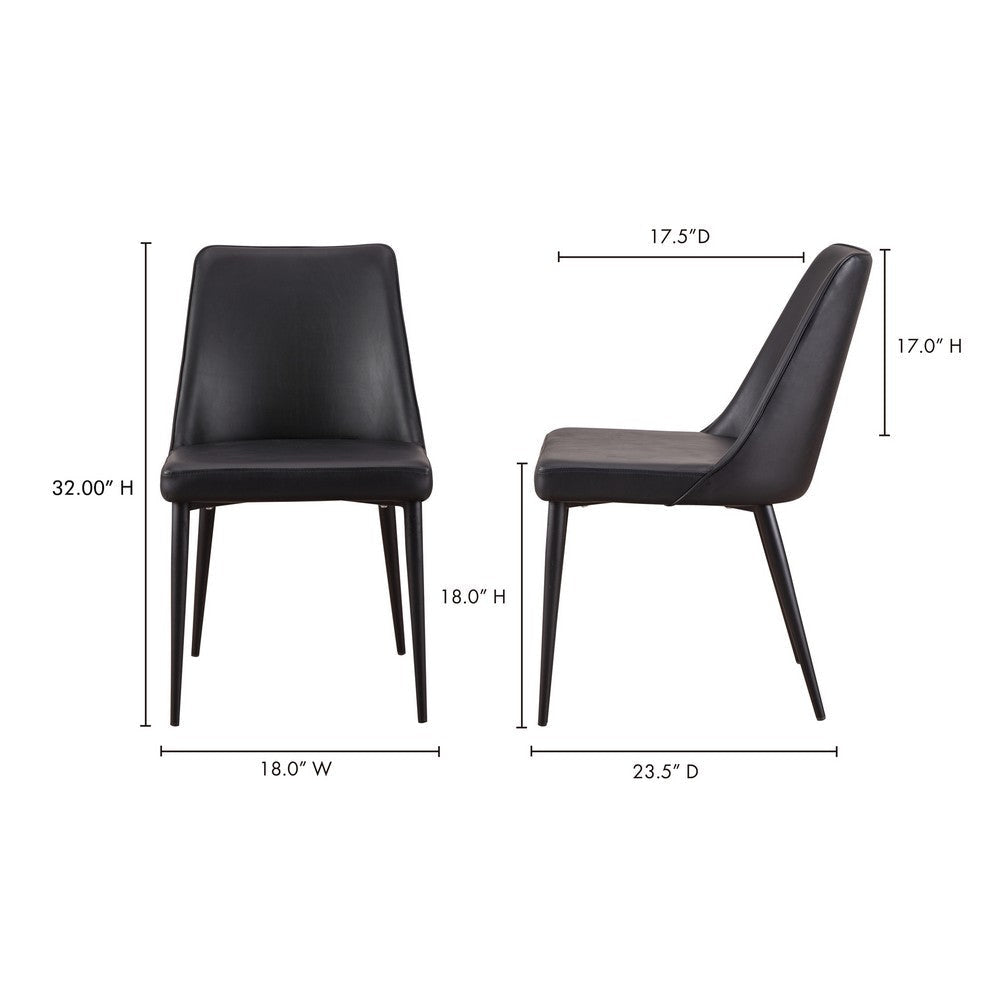 Lula Dining Chair Black Vegan Leather - Set Of Two MCN-YM-1006-02