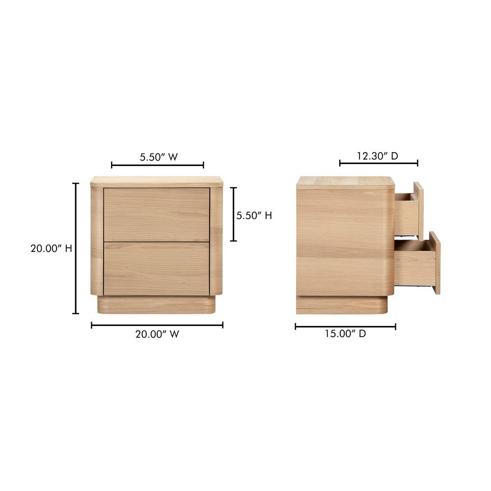 Round Off Tall Nightstand Natural Oak MCN-YR-1013-24