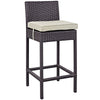 Modway Convene Wicker Rattan Outdoor Patio Bar Stool with Cushion in Espresso Beige