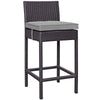 Modway Convene Wicker Rattan Outdoor Patio Bar Stool with Cushion in Espresso Gray