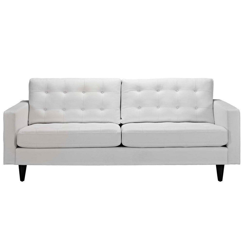 Modway Empress Mid-Century Modern Upholstered Leather Loveseat In White MDY-EEI-1010-BLK