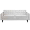 Modway Empress Mid-Century Modern Upholstered Leather Loveseat In White MDY-EEI-1010-BLK