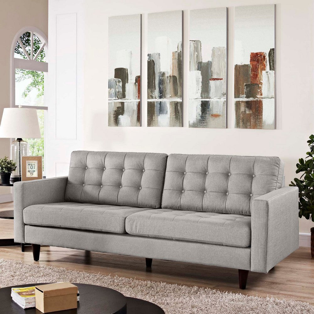 Modway Empress Mid-Century Modern Upholstered Fabric Sofa Light Gray MDY-EEI-1011-LGR