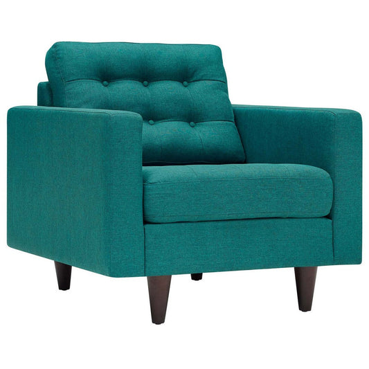 Modway Empress Mid-Century Modern Upholstered Fabric, Armchair, Teal