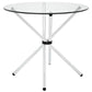 Modway Baton 36" Modern Kitchen and Dining Table with Round Glass Top and Stainless Steel Base