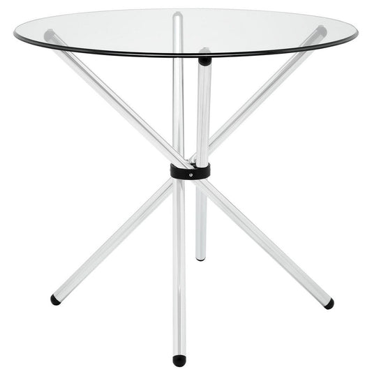 Modway Baton 36" Modern Kitchen and Dining Table with Round Glass Top and Stainless Steel Base