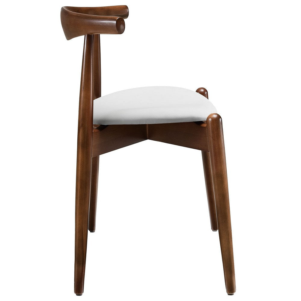 Modway EEI-1080-DWL-WHI Stalwart Mid-Century Modern Wood Frame and Faux Leather Seat Dining Side Chair Dark Walnut White