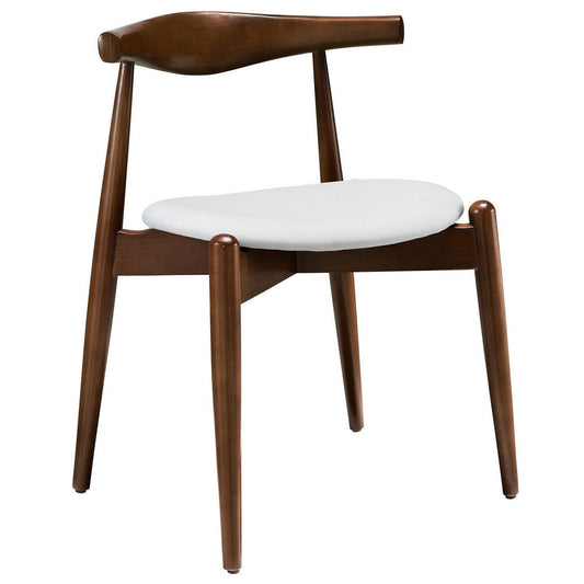 Modway EEI-1080-DWL-WHI Stalwart Mid-Century Modern Wood Frame and Faux Leather Seat, Dining Side Chair, Dark Walnut White