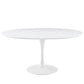 Modway Lippa 60" Mid-Century Modern Dining Table with Round Top and Pedestal Base in White