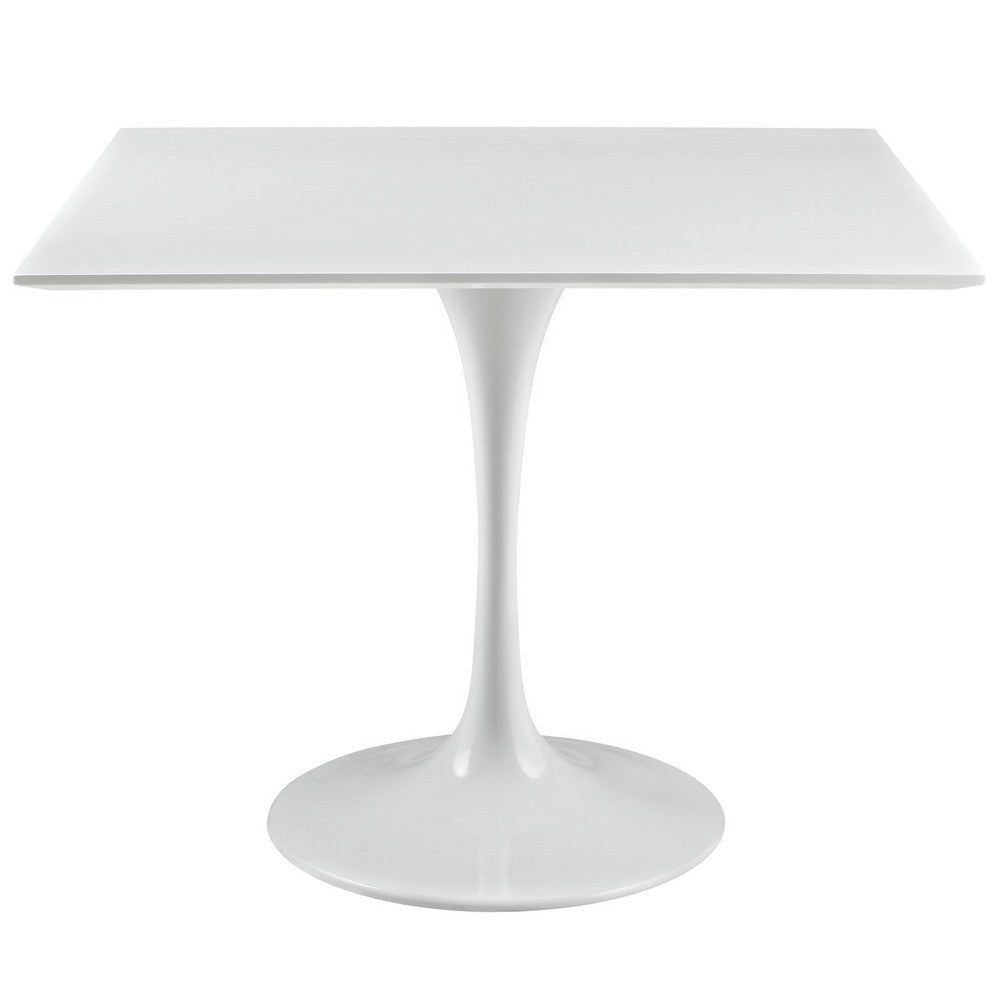 Modway Lippa 36" Mid-Century Modern Dining Table with Square Top and Pedestal Base in White