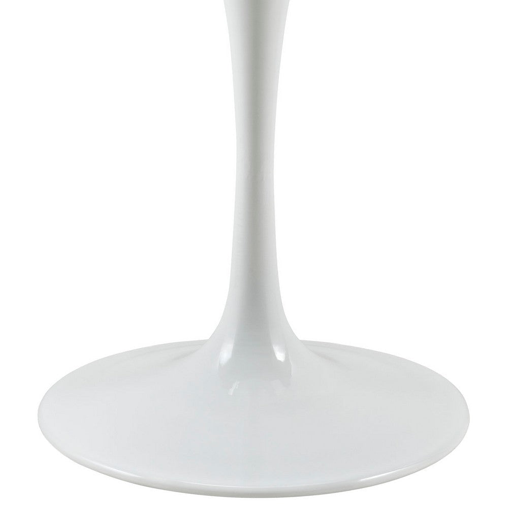 Modway Lippa 36’’ Mid-Century Dining Table with Round Artificial Marble Top in White MDY-EEI-1129-WHI