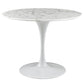 Modway Lippa 40" Mid-Century Dining Table with Round Artificial Marble Top in White