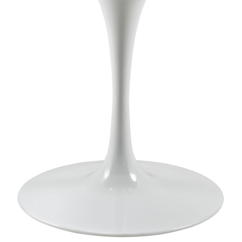 Modway Lippa 47’’ Mid-Century Dining Table with Round Artificial Marble Top in White MDY-EEI-1131-WHI