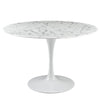 Modway Lippa 47" Mid-Century Dining Table with Round Artificial Marble Top in White