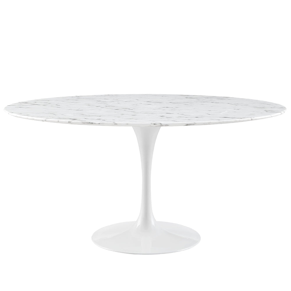 Lippa 60" Round Artificial Marble Dining Table, White