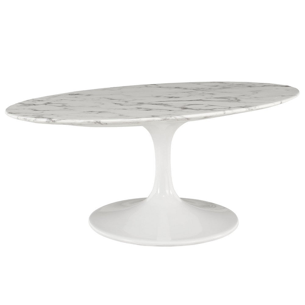 Lippa 42’’ Oval-Shaped Artificial Marble Coffee Table MDY-EEI-1140-WHI