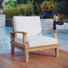 Modway Marina Premium Grade A Teak Wood Outdoor Patio Armchair Natural White MDY-EEI-1143-NAT-WHI-SET