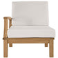 Modway EEI-1148-NAT-WHI-SET Marina Premium Grade A Teak Wood Outdoor Patio Left-Facing Sofa Natural White MDY-EEI-1148-NAT-WHI-SET