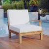 Modway EEI-1149-NAT-WHI-SET Marina Premium Grade A Teak Wood Outdoor Patio Right-Facing Sofa Natural White MDY-EEI-1149-NAT-WHI-SET