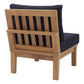 Modway Marina Premium Grade A Teak Wood Outdoor Patio Armless Chair Natural Navy MDY-EEI-1150-NAT-NAV-SET