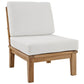 Modway Marina Premium Grade A Teak Wood Outdoor Patio Armless Chair, Natural White