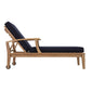 Modway Marina Premium Grade A Teak Wood Outdoor Patio Chaise Lounge Chair in Natural Navy MDY-EEI-1151-NAT-NAV-SET