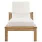 Modway Marina Premium Grade A Teak Wood Outdoor Patio Chaise Lounge Chair in Natural White MDY-EEI-1151-NAT-WHI-SET