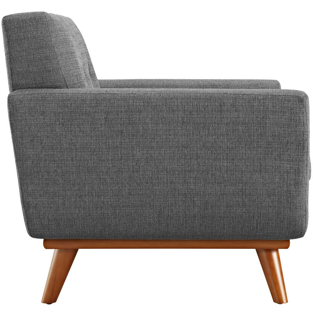 Modway Engage Mid-Century Modern Upholstered Fabric Accent Arm Lounge Chair Wood in Gray Armchair MDY-EEI-1178-DOR