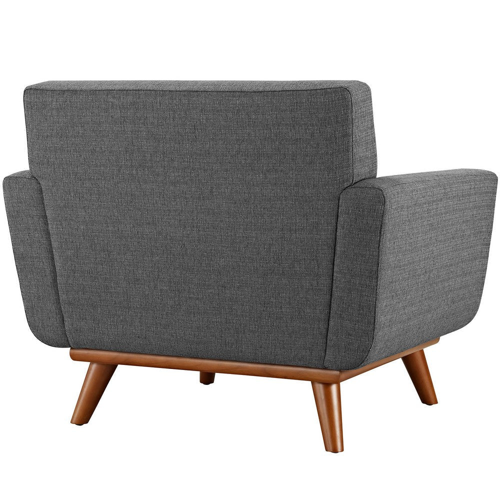 Modway Engage Mid-Century Modern Upholstered Fabric Accent Arm Lounge Chair Wood in Gray Armchair MDY-EEI-1178-DOR