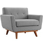 Modway Engage Mid-Century Modern Upholstered Fabric Accent Arm Lounge Chair in Expectation Gray