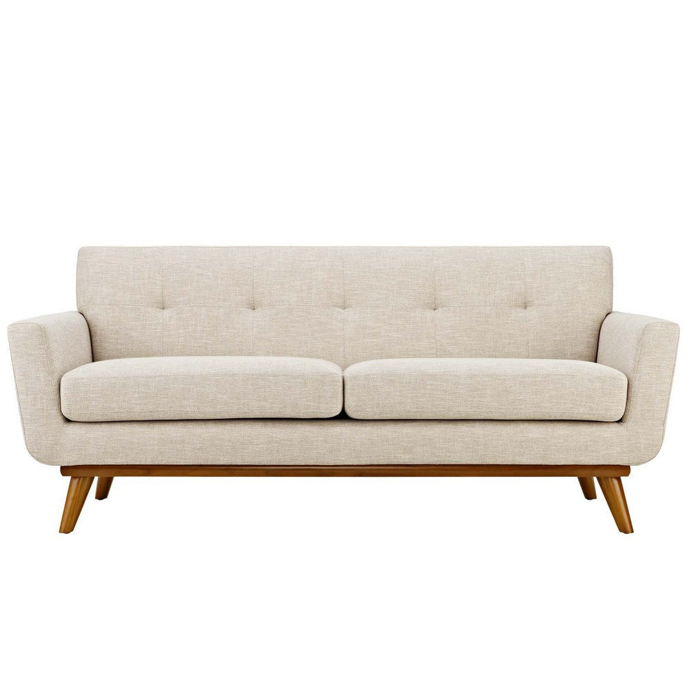 Modway Engage Mid-Century Modern Upholstered Fabric Loveseat in Beige MDY-EEI-1179-BEI