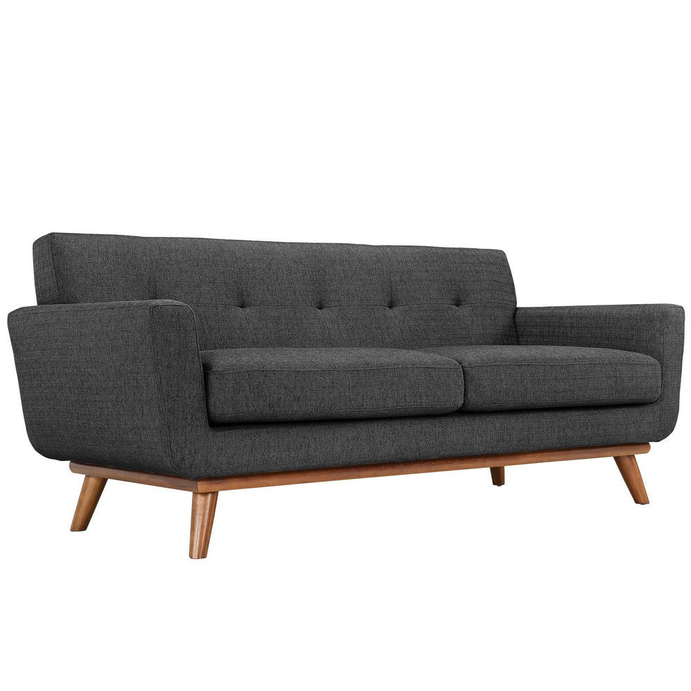 Modway Engage Mid-Century Modern Upholstered Fabric Loveseat in Gray MDY-EEI-1179-DOR