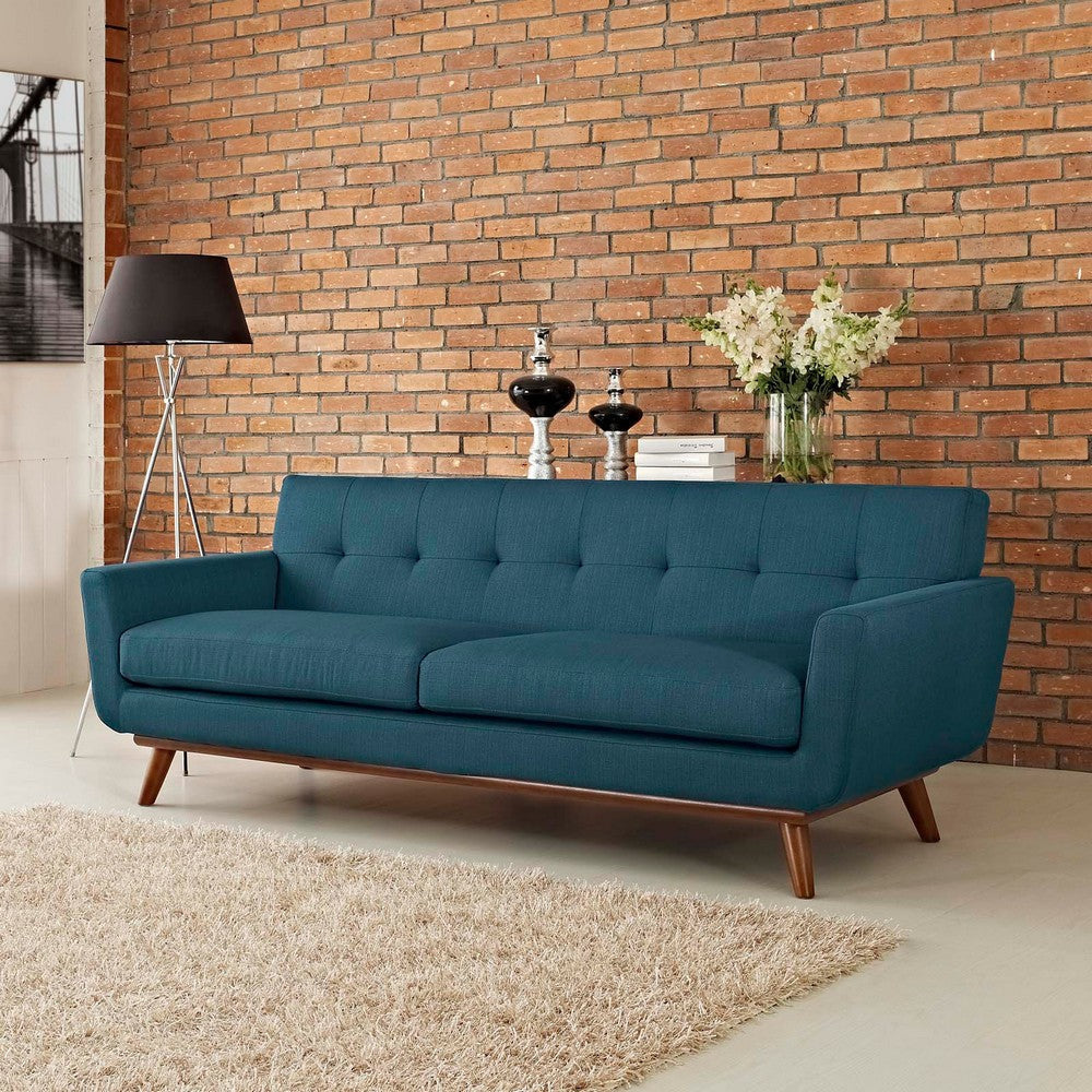 Modway Engage Mid-Century Modern Upholstered Fabric Sofa in Azure MDY-EEI-1180-AZU