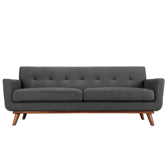 Modway Engage Mid-Century Modern Upholstered Fabric Sofa in Gray