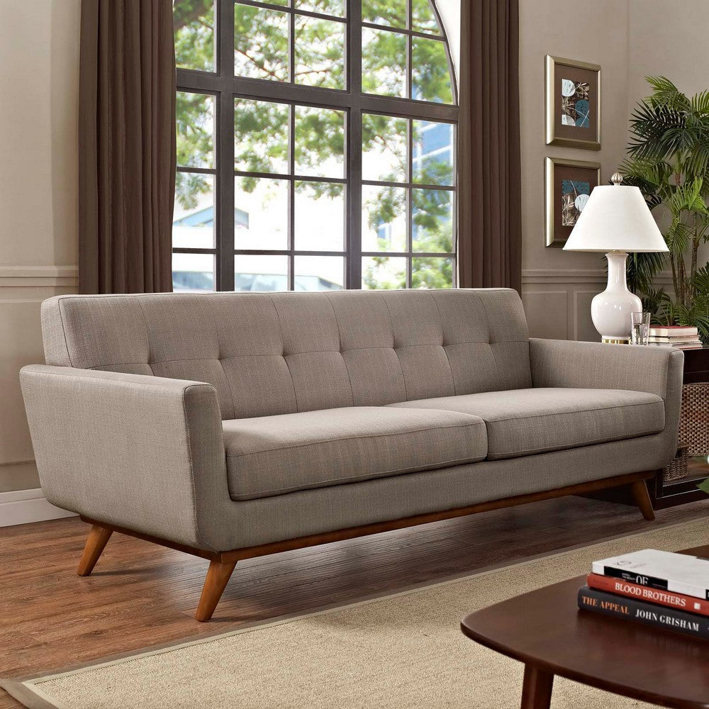 Modway Engage Mid-Century Modern Upholstered Fabric Sofa in Granite MDY-EEI-1180-GRA