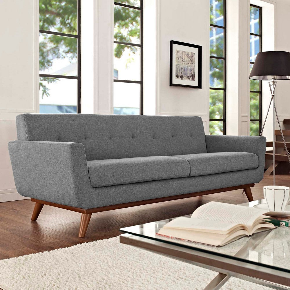 Modway Engage Mid-Century Modern Upholstered Fabric Sofa in Expectation Gray MDY-EEI-1180-GRY