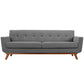 Modway Engage Mid-Century Modern Upholstered Fabric Sofa in Expectation Gray