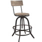 Modway Procure Industrial Modern Wood and Iron Adjustable Height Swivel Bar Stool in Brown