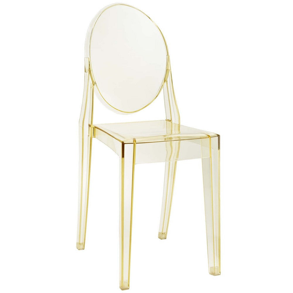 Modway Casper Modern Acrylic Stacking Kitchen and Dining Room Chair in Yellow - Fully Assembled