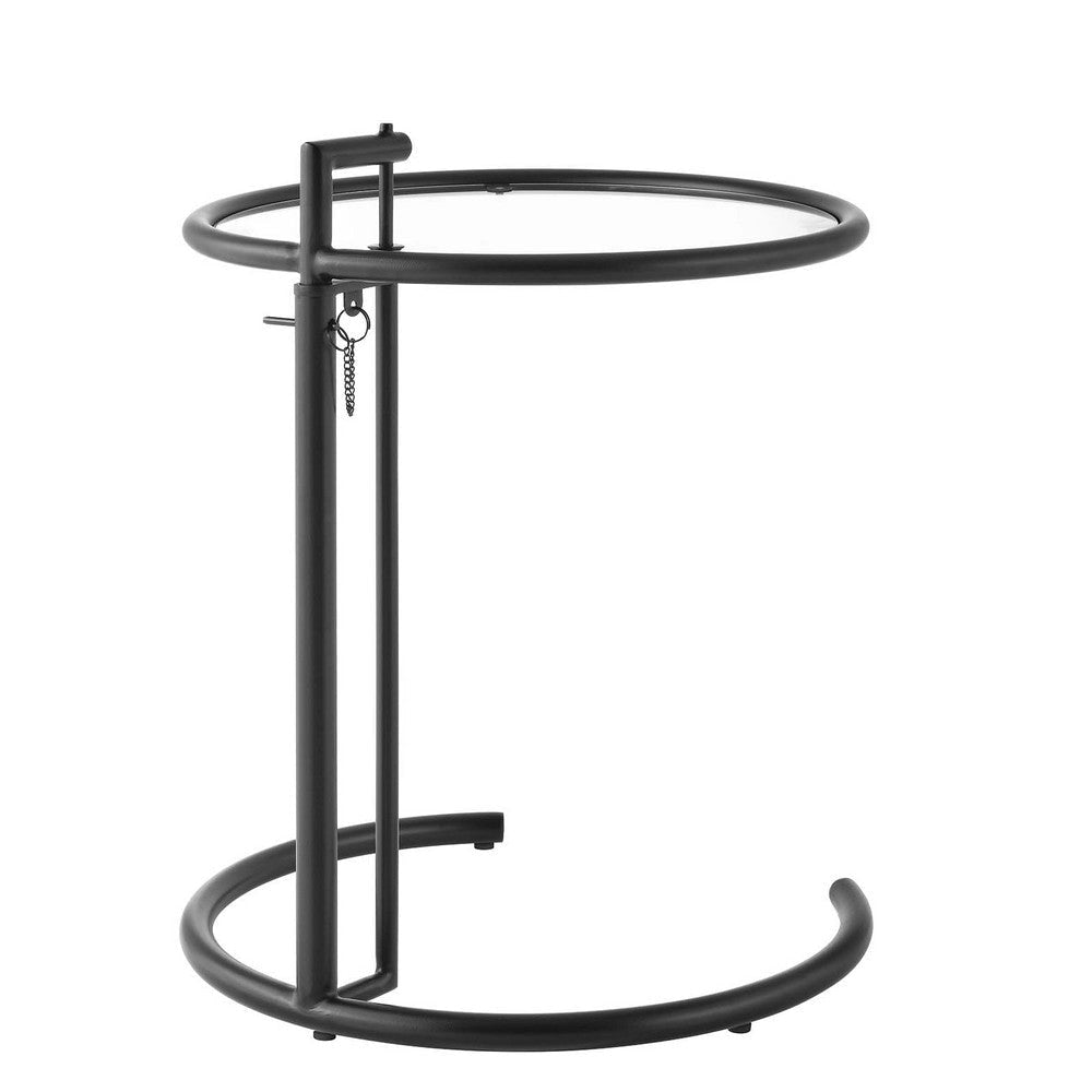 Modway Eileen Gray Metal Side Black Height Adjustable C End Tempered Glass Top – A Chic and Versatile Small Accent Drink Corner Table