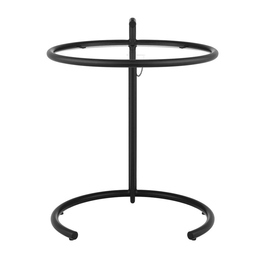 Modway Eileen Gray Metal Side Black Height Adjustable C End Tempered Glass Top – A Chic and Versatile Small Accent Drink Corner Table