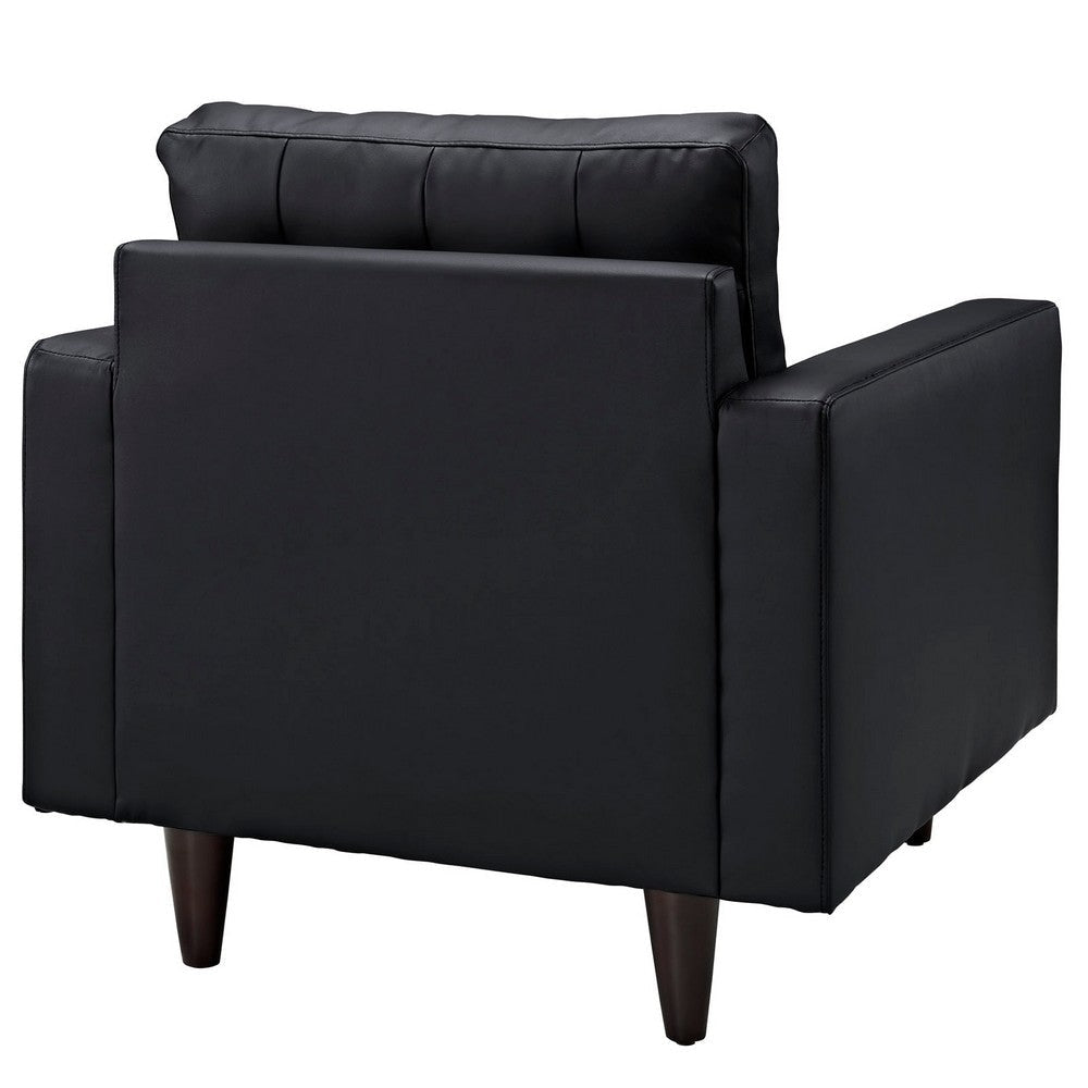 Modway Empress Mid-Century Modern Upholstered Leather Two Armchair Set Black MDY-EEI-1282-BLK