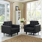 Modway Empress Mid-Century Modern Upholstered Leather Two Armchair Set Black MDY-EEI-1282-BLK