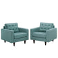 Modway Empress Mid-Century Modern Upholstered Fabric Two Armchair Set in Laguna